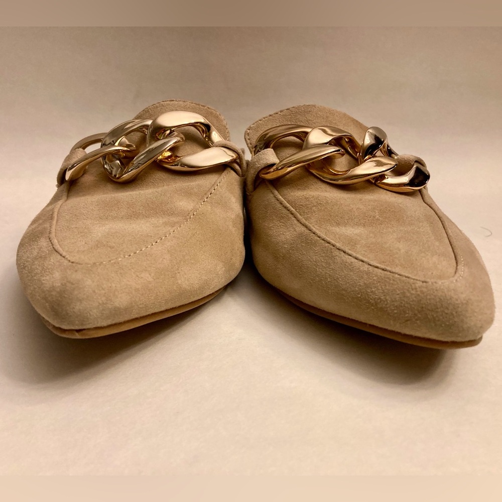 Steve Madden Slip On Mule Camel Suede Gold Tone Chain Cowgirl Event Woman Size 7 - Picture 6 of 12